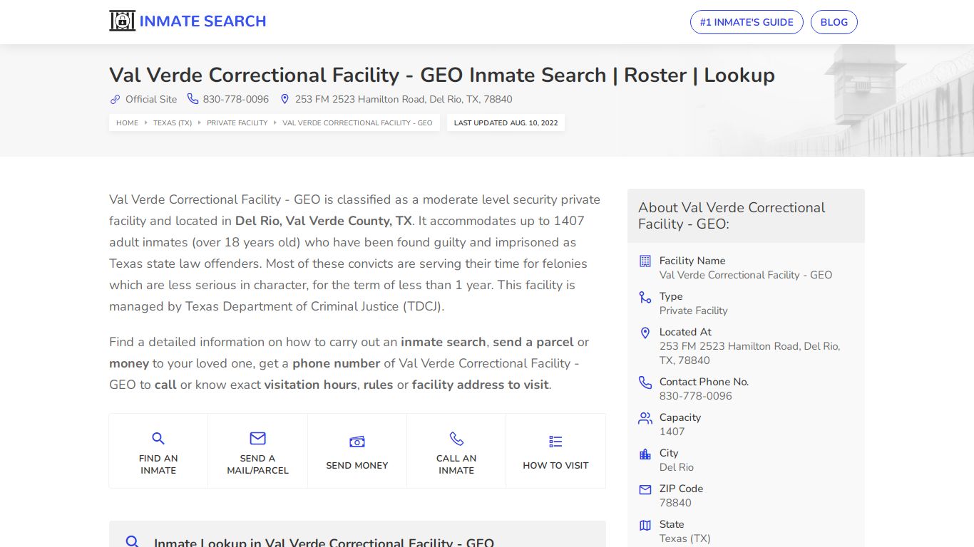Val Verde Correctional Facility - GEO Inmate Search ...